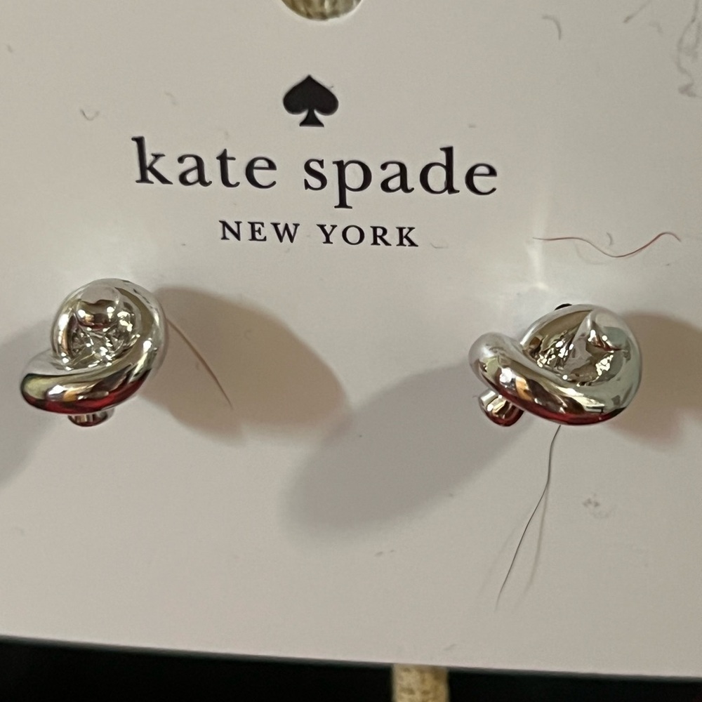 Kate Spade Twisted Silver Knotted Earrings #TSER - Picture 3 of 7